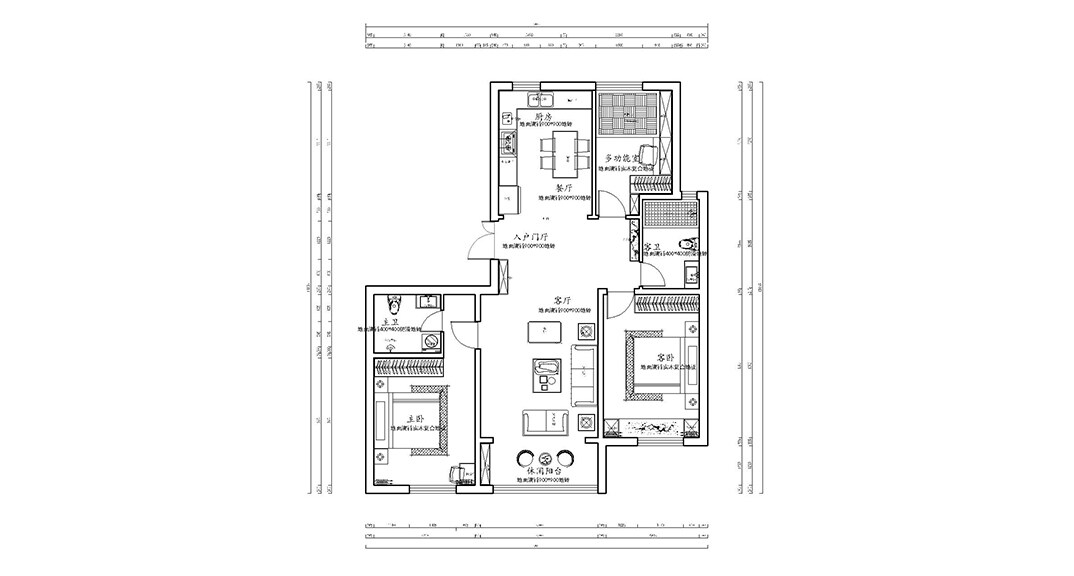 城投悅動(dòng)灣136㎡三室二廳戶型平面布局圖.jpg