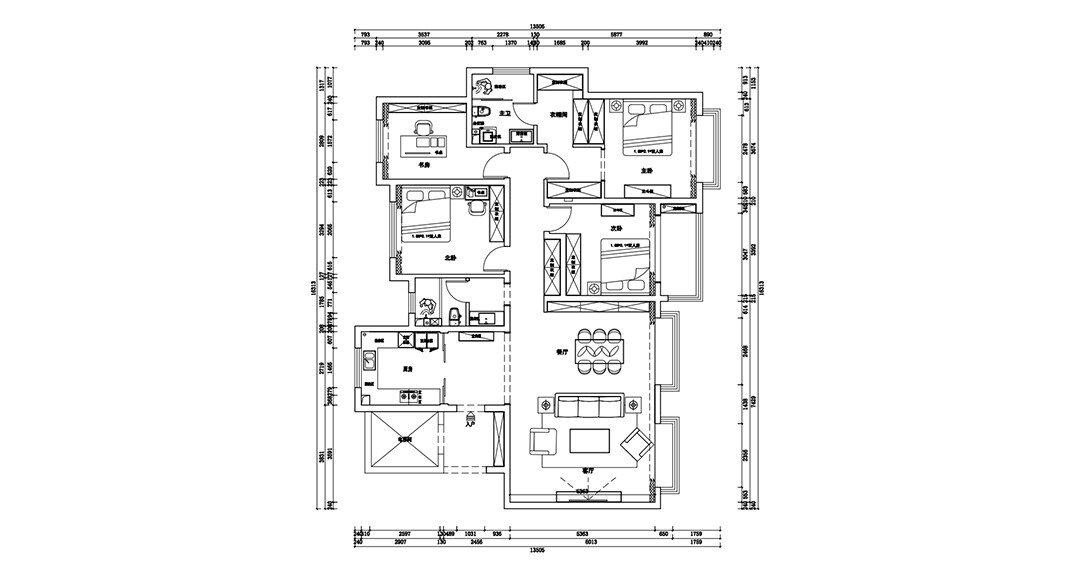 海信依云小鎮(zhèn)萊茵185㎡四室一廳戶型平面布局圖.jpg