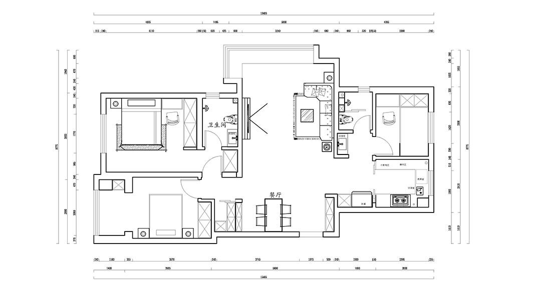 金地·錦宸135㎡三室二廳戶型平面布局圖.jpg